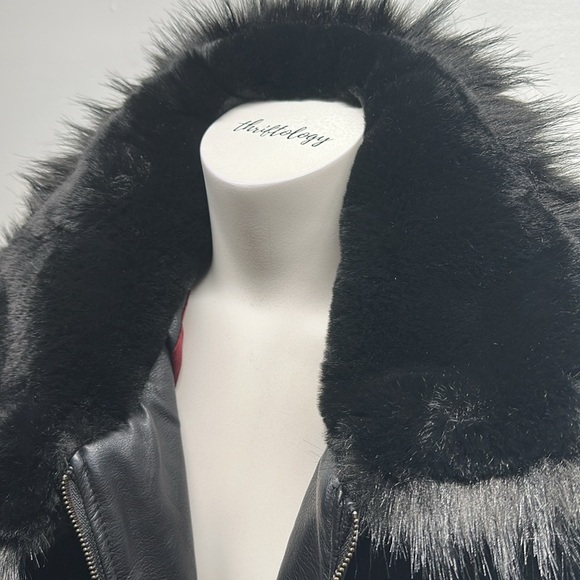 Blanknyc Black Noise Faux Fur Bomber Jacket Furry Moto Coat Vegan Size Large - Picture 3 of 11